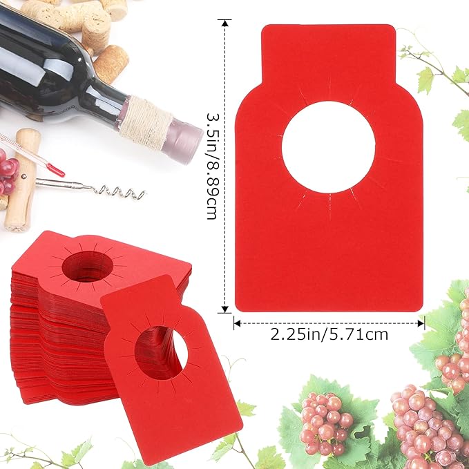 300 Pcs Wine Bottle Tags for Cellar Collection Reusable Wine Cellar Labels Hanging Double Sided Storage Racks Custom for Name, Year, Notes, Red White Brown, 2.25 x 3.5 Inch