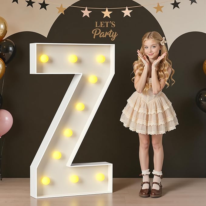 Marquee Letters 4 Feet Tall, 4FT Large Light up Letters Z, Big Sign Z with Warm White Light for Birthday Wedding Proposal Engagement Graduation Party Backdrop Decorations
