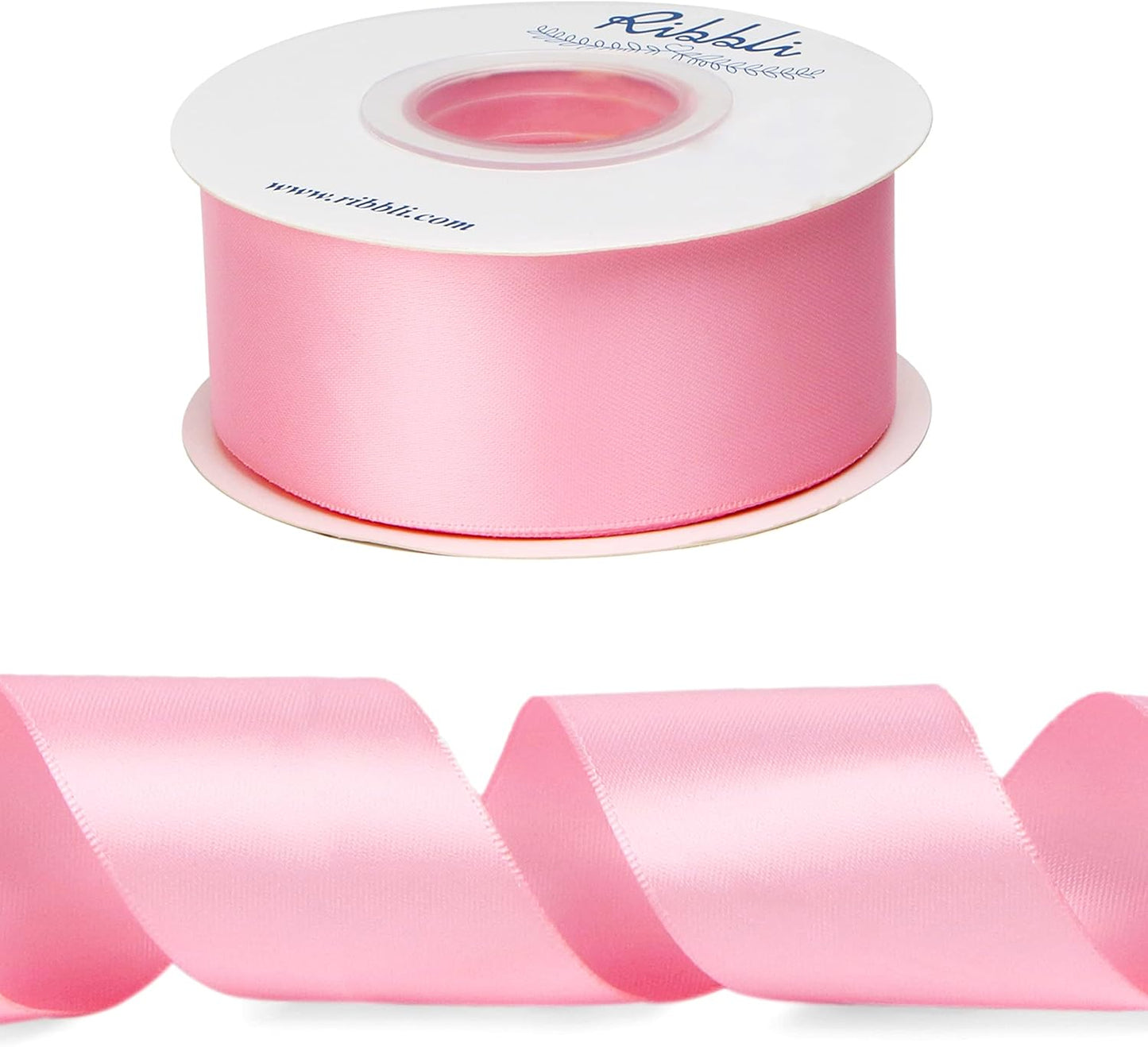 Ribbli Pink Double Faced Satin Ribbon,1-1/2” x Continuous 25 Yards,Use for Bows Bouquet,Gift Wrapping,Baby Shower,Floral Arrangement