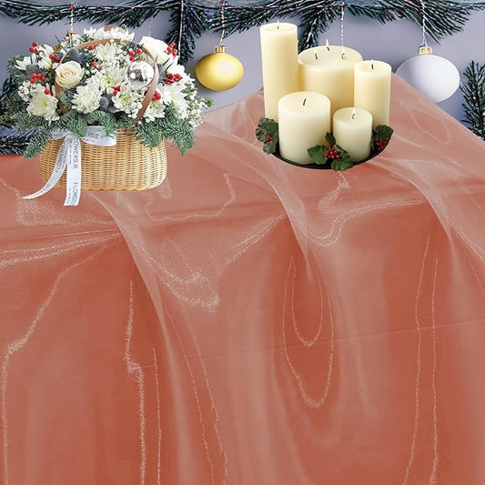 MDS Pack of 10 Yard Sheer Organza Fabric for Wedding Party Home Event Banquet Decorations, Backdrop Curtain Craft Dress Sewing Fashion DIY Crystal Organza Tulle Fabric Bolt 44” Wide - Coral Peach