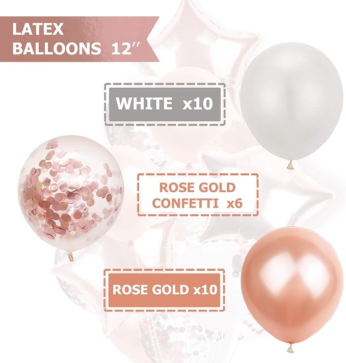 Rose Gold Party Supplies (Rose Gold Party Decorations Set with Balloons)