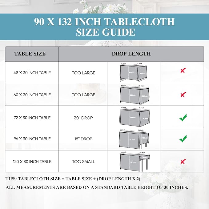 VidaFete 2 Pack 90*132inch Rectangle Tablecloth Polyester Table Cloth，Stain Resistant and Wrinkle Polyester Dining Table Cover for Kitchen Dinning Party Wedding Rectangular Tabletop Decoration(Black)