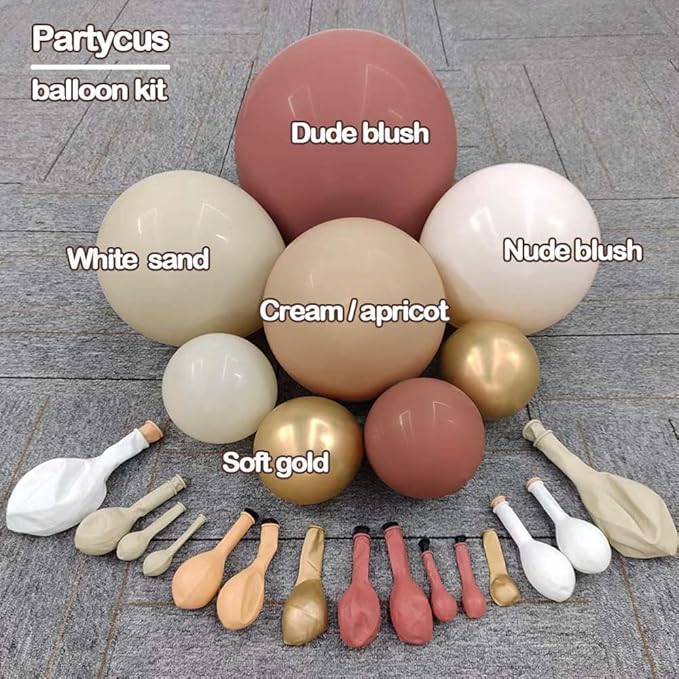 Dusty Rose Balloon Arch Kit Double Stuffed Mauve Pink Cream White Sand Tan Boho Balloon Garland with Blush Brown Gold Latex for Baby Shower Wedding Birthday Fall Party Decoration
