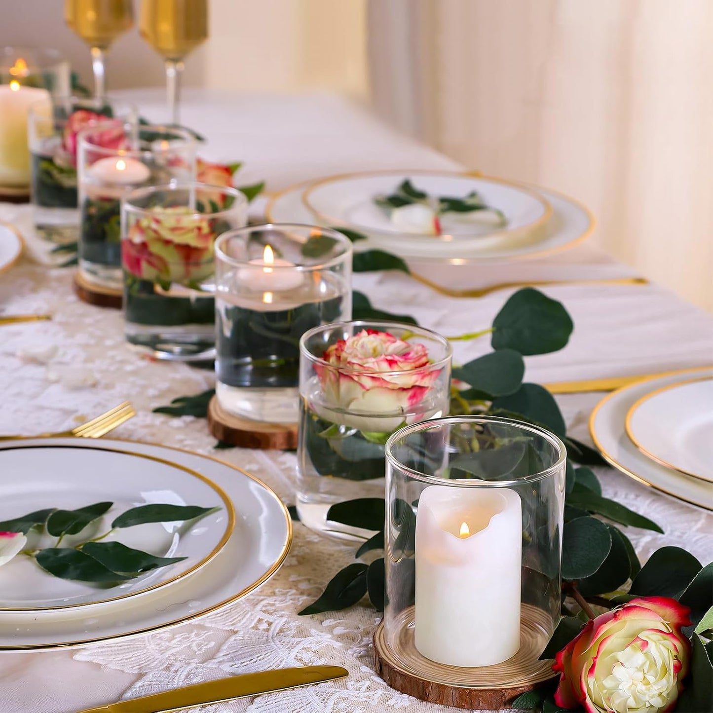 12pcs Small Glass Cylinder Vases for Centerpieces, 4 Inch Clear Flowers Vase for Wedding Decorations, Glass Hurricane Candle Holder for Home Decor Table Centerpiece