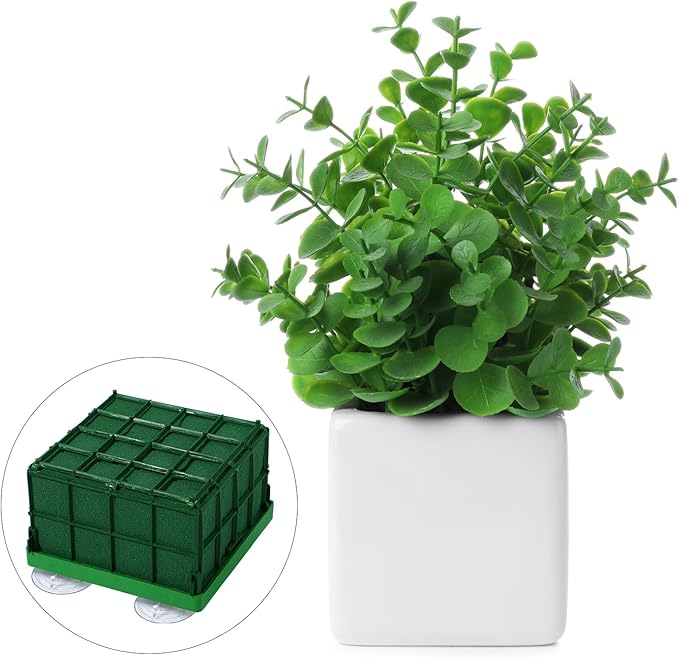 Boao 12 Pieces Floral Foam Cage Rectangle Flower Cage Holders with Floral Foam Flower Arrangement Supplies for Fresh Flowers Wedding Decorations 4.3 x 4.3 x 3.5 Inch