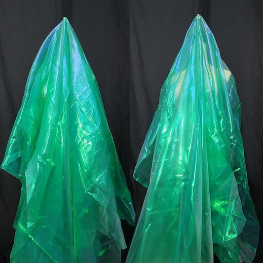 5.5 Yards Grass Green Iridescent Organza Fabric - 59" Wide | Sheer Shiny Organza for Wedding Decorations, Party Supplies, Fairy Costumes, Doll Clothes, Craft & Sewing Projects