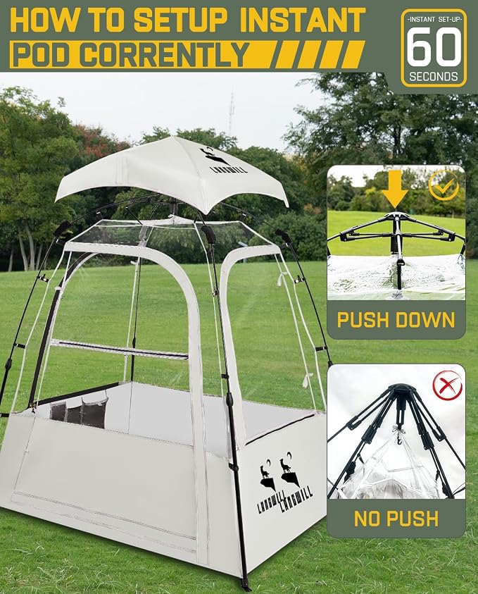 Pod All Weather Sports Tent, Outdoor Pop Up Bubble Clear 540° View Winter Tent for 1-2 Person, Instant Cold Weather Shelter with Rainfly for Soccer, Football, Softball & Other Sports Events