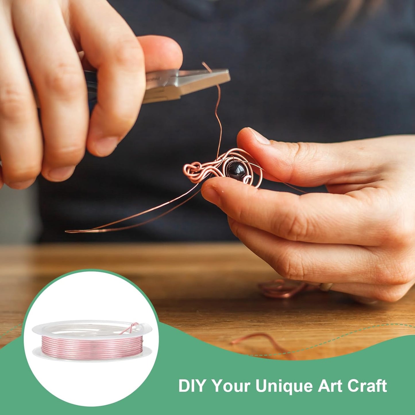 1 mm/18 Gauge Copper Wire for Jewelry Making, 5.2FT Copper Beading Craft Wire for Jewelry/Weaving/DIY Crafting/Planting, Color-Retaining [1.6M, Rose Gold]