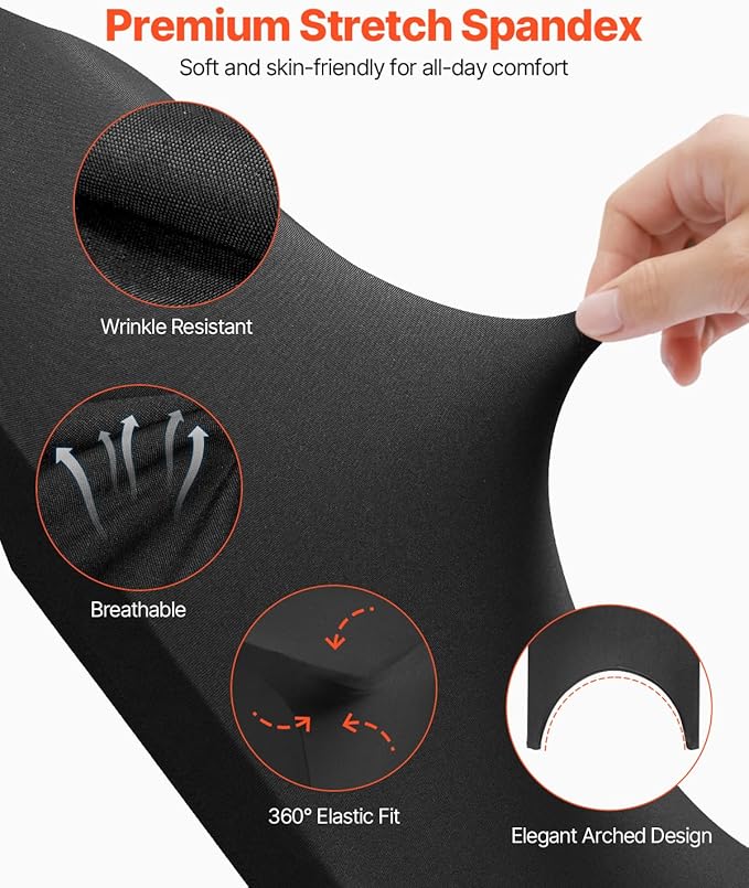 VEVOR 50 Pcs Black Chair Covers Polyester Spandex Stretch Slipcovers for Wedding Party Dining Banquet Arched-Front Chair Covers