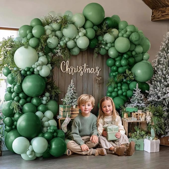 Green Balloon Arch Kit, Double Stuffed Dark Emerald Green Balloon Arch Forest Sage Olive Balloons for Baby Shower Birthday Bridal Wedding Graduation Safari Woodland Wild One Party Decor
