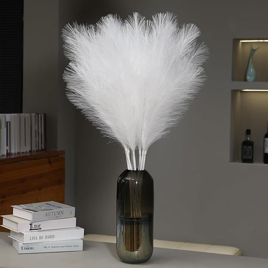 Wertuirk 9 Stems White Faux Pampas Grass - 38 Inch Tall Artificial Pompous Grass Decor, Large Fake Pompas Floral for Vase Filler, Wedding Centerpieces, Party, Christmas and Home Decor (White)