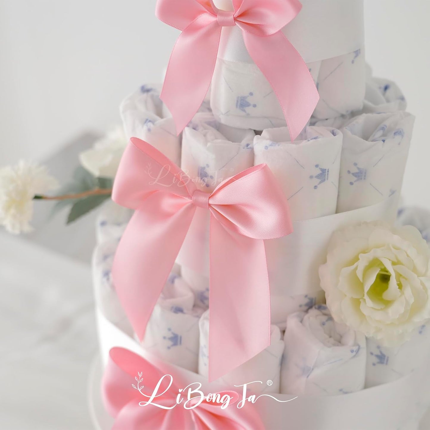 4.5" Satin Ribbon Pink Bows for Gift Wrapping, Twist Tie Bows, Cute Bows for Crafts, Party Favors, Premade Bows Pre-Tied Decorative Bows for Flower Bouquets Candy Apple Bows-24 Counts