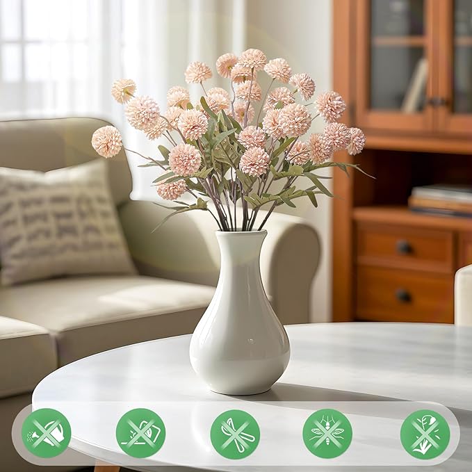 Fake Flowers, 10 Pack Bundles 50 Blossoms Artificial Flowers Perfect for Living Room Decor, Elegant Table Centerpieces & Modern Room Decor Aesthetic, Pink