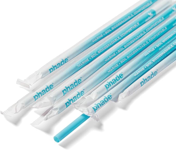 phade Eco-Friendly 8.5" Giant Drinking Straws 1,200 Count - Sustainable Marine Biodegradable Compostable, Individually Wrapped, 4 Pack