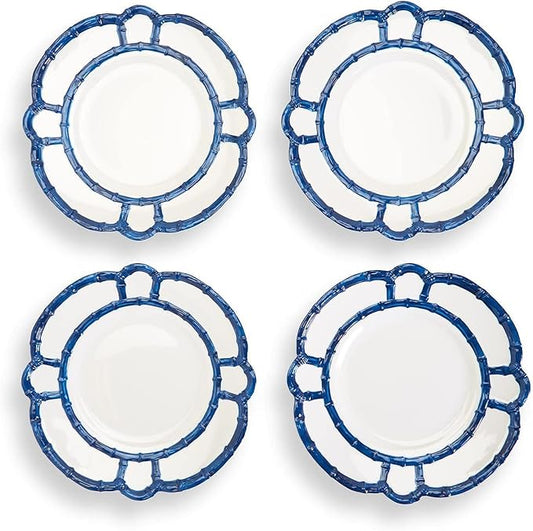 Two's Company Set of 4 Blue Bamboo Touch Accent Plate
