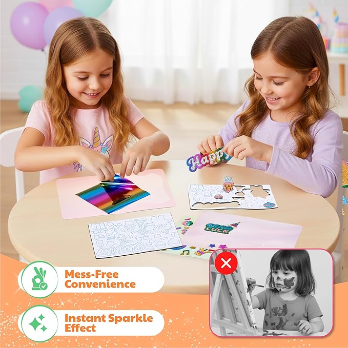 JoyCat 24 Pack Foil Art Greeting Cards, Mother's Day Crafts for Kids, No Mess Arts and Crafts, Goodie Bag Stuffers, DIY Party Favors, Birthday Present Girls Boys Ages 4–9