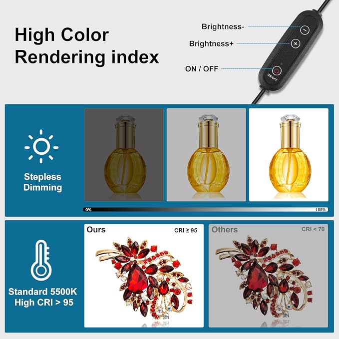 PULUZ 16x16 Inch Upgrade Photo Studio Light Box, Professional Dimmable Shooting Tent with 480 LED Lights & 4 PVC Backdrops, Portable Softbox for Jewelry, Small Product Photography