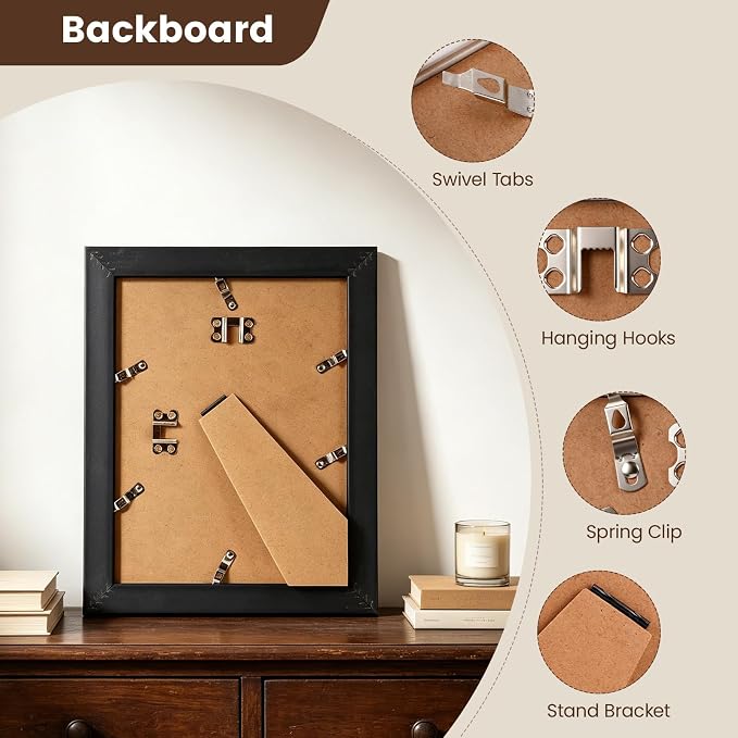 8x10 Picture Frame – Vintage Picture Frames for Tabletop & Wall Mount, 8 x 10 Photo Frame for Living Room, Bedroom, Office Décor & Father's Day Graduation Wedding Gift