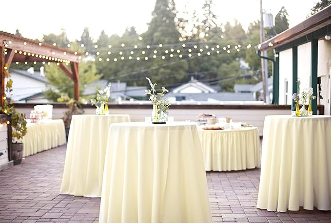 fani 10 Pack 90 Inch Round Tablecloth, Beige Polyester Fabric Table Cloth for Round Table, Stain and Wrinkle Washable Table Cover for Wedding Party Dining Table Buffet Banquet Restaurant and Camping