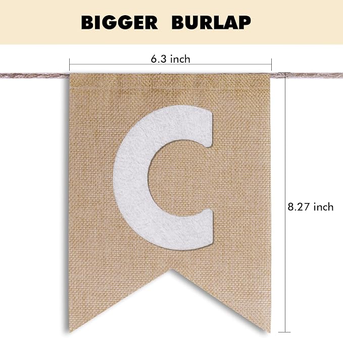 Custom Banner Kit, 28 Burlap Banner with 92 Felt Letters, Make Your Own Diy Customizable Kit for Birthday Wedding Party Decorations
