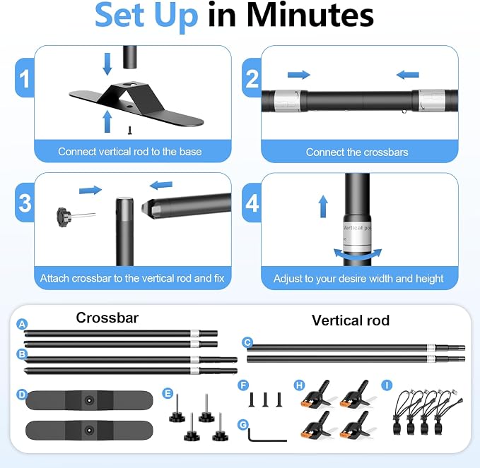10 x 10FT Backdrop Banner Stand, Heavy Duty Adjustable Photo Background Support Frame Kit, Step and Repeat Stand for Photo Booth, Parties, Exhibition, Trade Show, Wedding