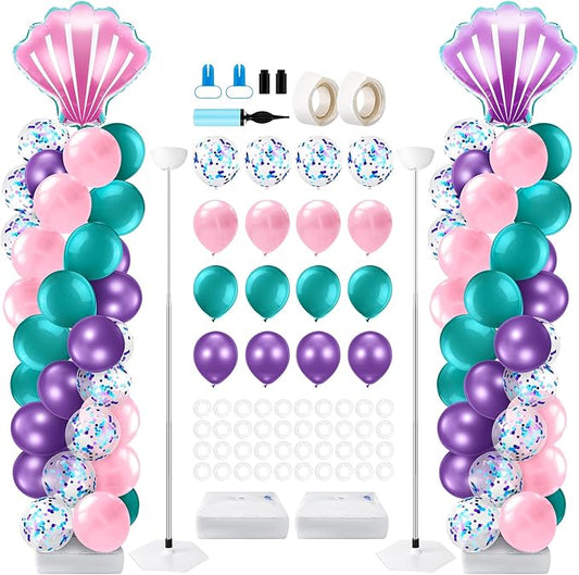 Kasyat 2 Set Mermaid Balloon Column Stand Kit Adjustable Mermaid Balloon arch kit for Wedding Baby Shower Birthday Party decoration Supplies