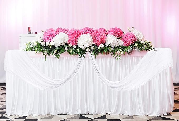 24 Pack Cheesecloth Table Runner 20 x 120 inch Cheese Cloth Table Runner Bulk,Romantic Boho Sheer Gauze Fabric Table Runners for Wedding Reception,Party,Bridal Shower Table Decor(White)