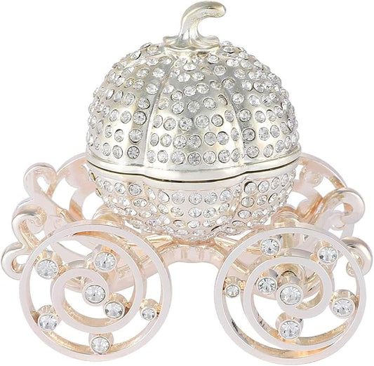 QIFU Pumpkin Carriage Series Enameled Trinket Box Hinged Decorative Collectible Figurine Unique Gift to Store The Ring