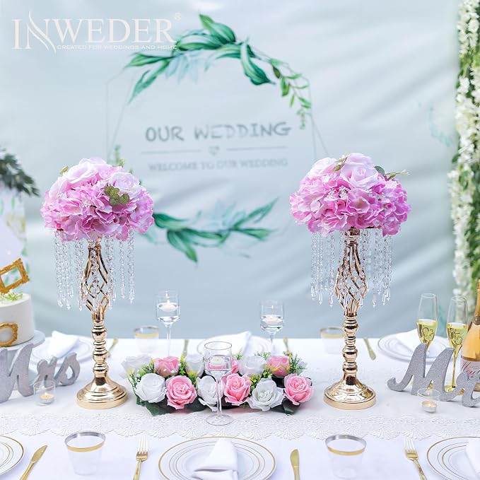 Pink Flowers Balls for Centerpieces: 10 PCS 11.8" Diam Flower Centerpieces for Tables in Wedding Reception Decorations Arrangement for Party Celebration Planners