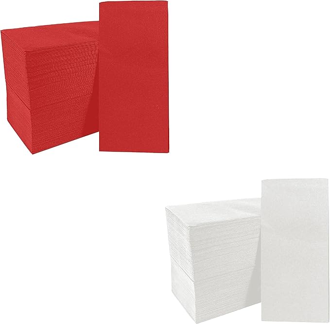 200 Pack Gzfunteng Linen-Like napkins disposable Red and White, 12" × 17" Paper Napkins, Durable and Absorbent Guest Hand Towels for Bathroom, Kitchen, Powder Room or Event