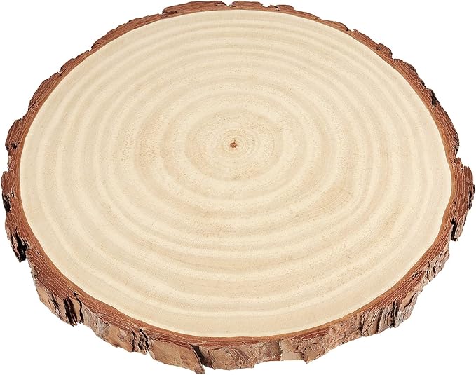 PINGEUI 6 Piece 9-10 Inch Natural Wood Slices, Unfinished Natural Wood Tree Slices with Bark, Large Round Tree Wood Discs Wooden Circles Tree Bark Slice for Crafts