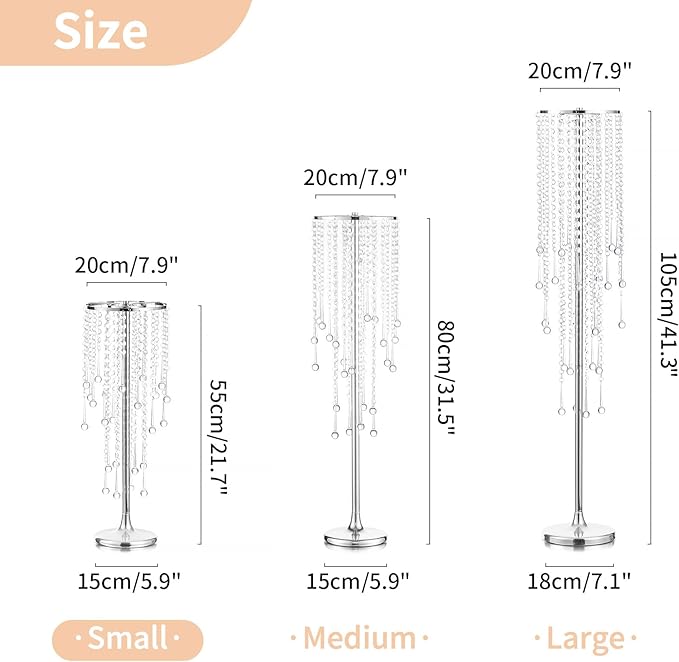 NUPTIO Silver Crystal Wedding Centerpieces - 2 Pcs 21.7in Tall Flower Vases for Party Tables Decorations