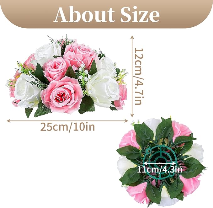 Sziqiqi Pack of 2 Fake Flowers, Silk Rose Flowers, Suit for Wedding/Party Centerpiece Road Lead Flower Rack Decorations, 2 Pieces