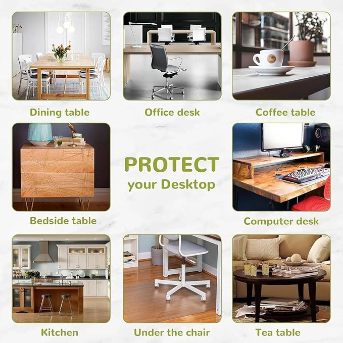 14 x 51 Inch Clear Table Cover Protector, 2mm Thick Clear Desk Mat, Plastic Table Cover, Vinyl Table Protector, Desk Mats on Top of Desks