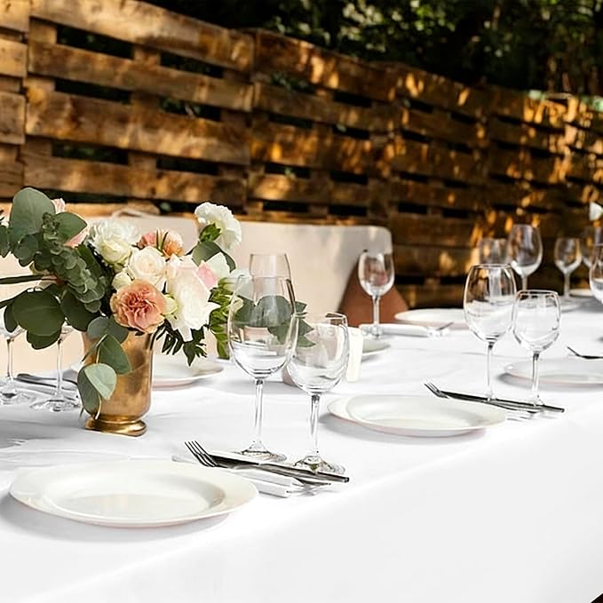 12 Pack White Tablecloth 60x126 Inch Rectangular Table Cover | Wrinkle Resistant, Machine Washable Reusable, Wedding, Banquet, Restaurant, Party, Baby Shower,Indoor Outdoor Events