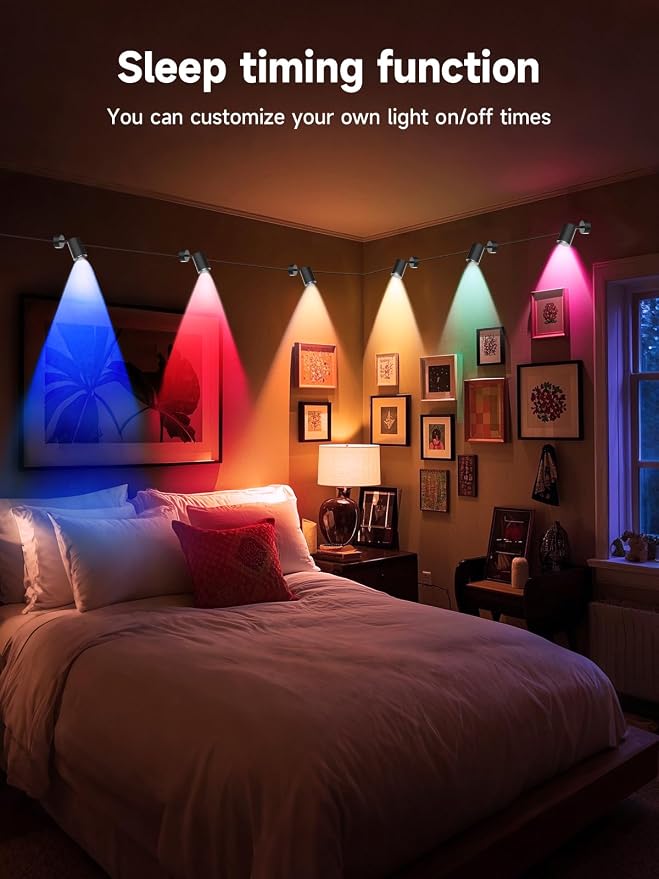 Tyute RGB Spotlights Indoor- Color Changing Picture Lights with 16 Million Colors, LED Uplighting with App & Remote Control, Timer Dimmable Mood Lighting for Home Party Plant Decor
