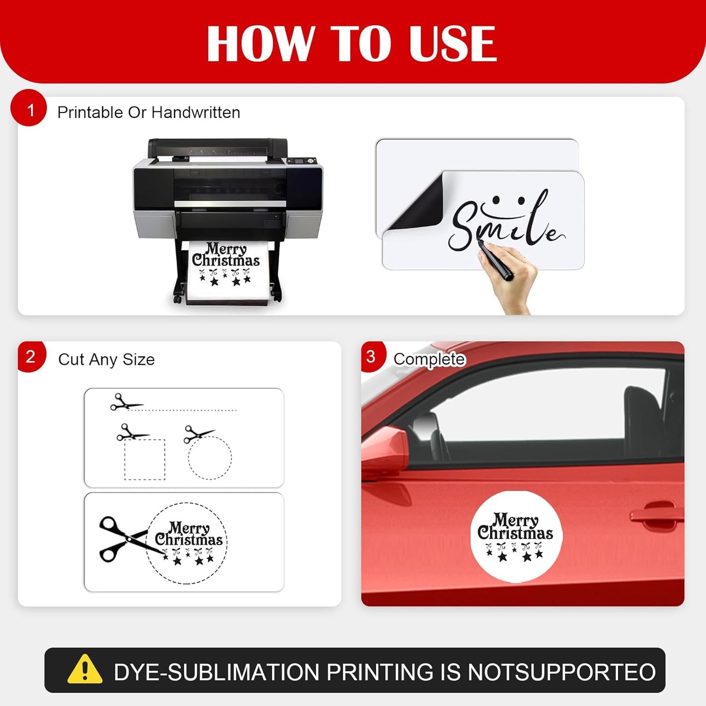 Thaibear Blank Car Magnets, 24" x 12", 2 Pack Car Door Magnets Signs for Vehicle, Rounded Corners Blank White Flexible Magnet Sheet Stickers for Car to Advertise Business and Personalized Decal