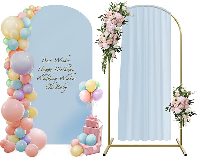 Metal Arch with Cover and Wedding Arch Set 6.6ft, Balloon Arch Stand and Arch Cover with 100 Party Multi-Colored Balloons for Birthday, Wedding Ceremony, Bridal Baby Shower, Graduations