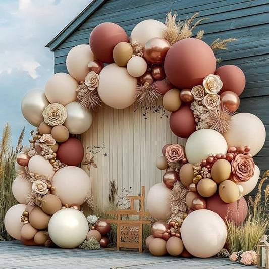 Boho Balloons Pink Nude Balloon Garland Double Stuffed Sand White Cream Dusty Rose Balloon Arch Kit for Birthday Baby Showers Wedding Bridal Birthday Fall Thanksgiving Party Decorations