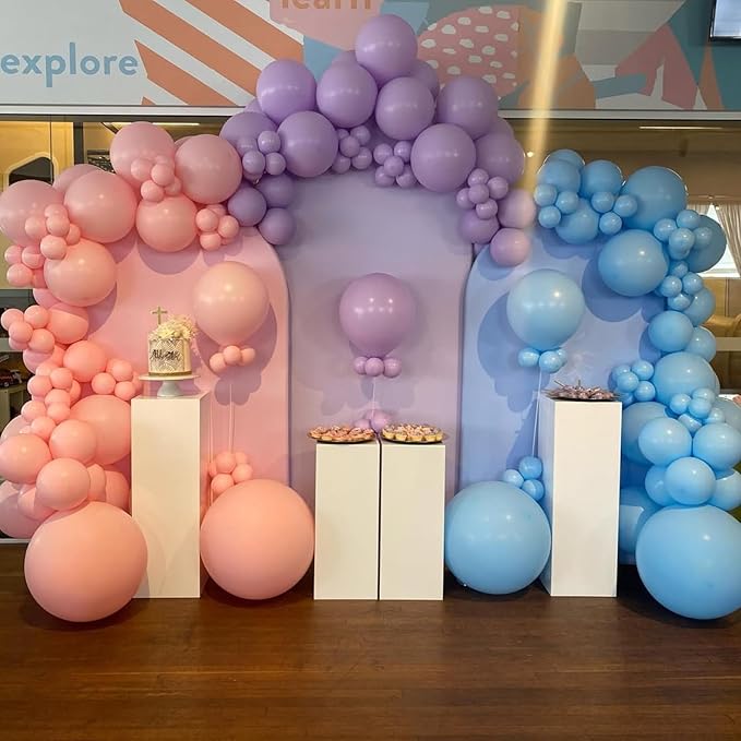 Pearl Pink Purple Blue Balloon Arch Kit, Pearl Pink Light Purple Blue Latex Balloon Garland, Different Sizes Iridescent Balloons for Wedding Mermaid Frozen Theme Baby Shower Birthday Party Decorations