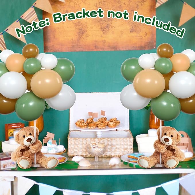 Meooeck 185 Pcs Bear Baby Shower Party Decorations Table Centerpieces 5 Pcs 13. 5'' Gender Reveal Bears 180 Balloons Kit Baby Shower Table Decor for Birthday Wedding(Green, Brown, Nude, White)
