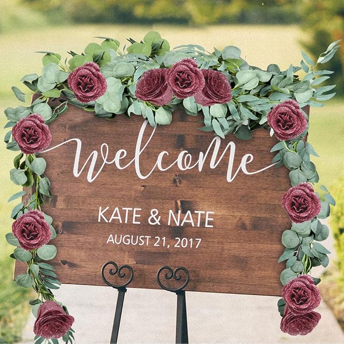 Rose Gold Flowers, 30PCS Glitter Roses Bouquet Artificial Roses with Stems for Crafts Wedding Bouquet Party Home Decor(Rose Gold)