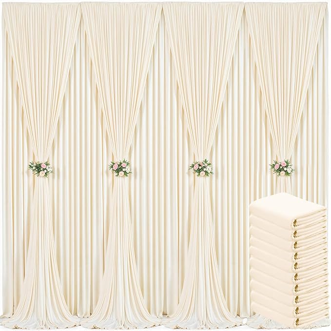 10 Panels Champagne Backdrop Curtain for Baby Shower Wrinkle Free 50ft x 10ft Backdrop Drapes Panels for Parties Wedding Bridal Shower Birthday Photo Photography Fabric Background Decoration
