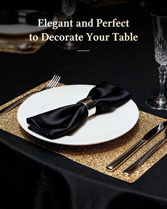BESTVIP 6 Pack 60inch Black Round Polyester Tablecloths | Fits 20"-48" Tables | Fabric Washable Decorative Table Cover for Parties, Weddings, Holiday, Events, Restaurant