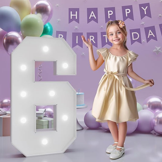 Number 6 Marquee Numbers 3 Feet Tall, 6th Birthday Decorations for Girls Boys, 6 Light Up Number for Party Large 6 Light Up Sign for Birthday Anniversary Decor