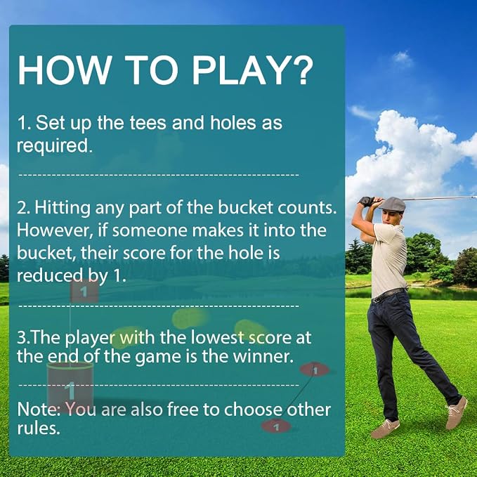 FINCOME Golf Yard Bucket Games 6 Holes Golf Practice Game with Flag, Golf Chipping Game for Kids and Adults Outdoor Indoor Park, Beach, Backyard, Lawn