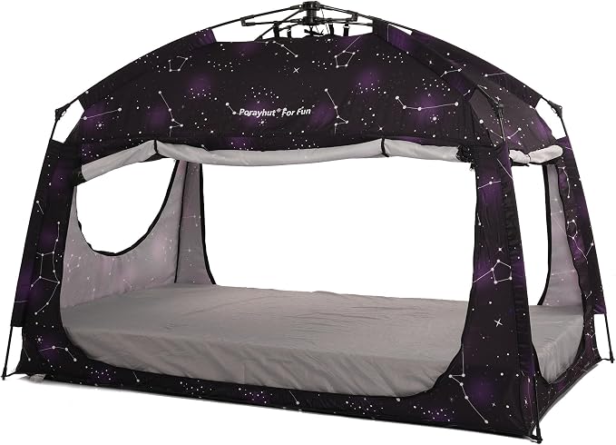 Indoor Instant Privacy Bed Tent for Sleeping,Quick Set-up Bed Canopies,Portable Bed Drapes with Large Space and 3 Doors (Starry, Twin)