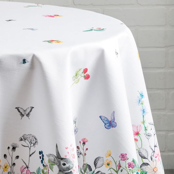 Maison d' Hermine Table Cloth Round Table 100% Cotton 69 Round Inches Tablecloth Reusable Decorative for Dining Kitchen Room Farmhouse Party Home Hotel Restaurant Spring Summer - Printemps