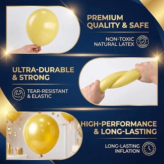 Balloon Column Kit Set of 2 With Balloons Included - Balloon Tower with Stand, Base, and Pole,Backdrop Decoration for Wedding, Baby Shower, Birthday Party, or Bachelorette Parties (Gold Blue white)