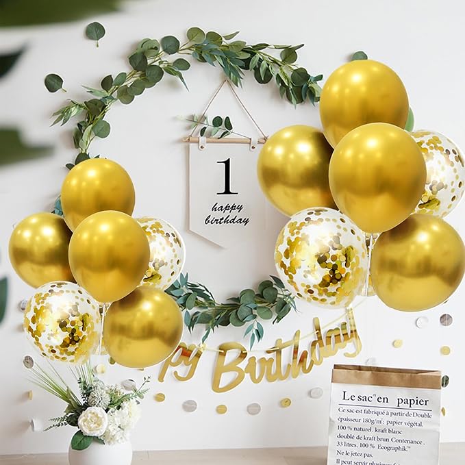 ZJDHPTY Gold Birthday Decorations, 4 Set Balloon Stand with Gold Balloons | Gold Balloon Centerpiece for Table,70th 60th 50th Birthday Graduation Retirement Anniversary Wedding New Years Party Supplies